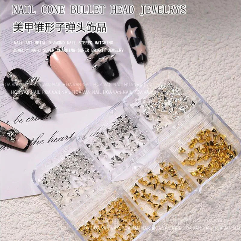 3D Punk Metal Rivet Nail Studs Gold Silver 1.5/2/3mm