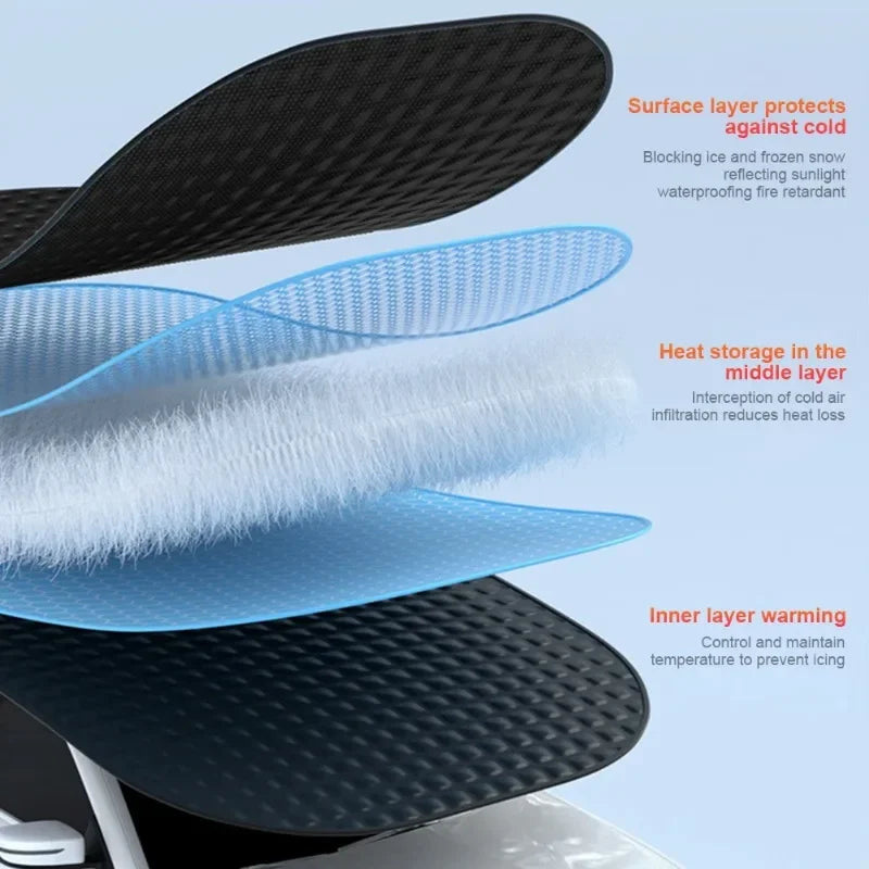 12 Magnetic Car Windshield Snow Cover, Waterproof All Weather Sun Frost Ice Protector with Side Mirror Flaps & Storage Bag