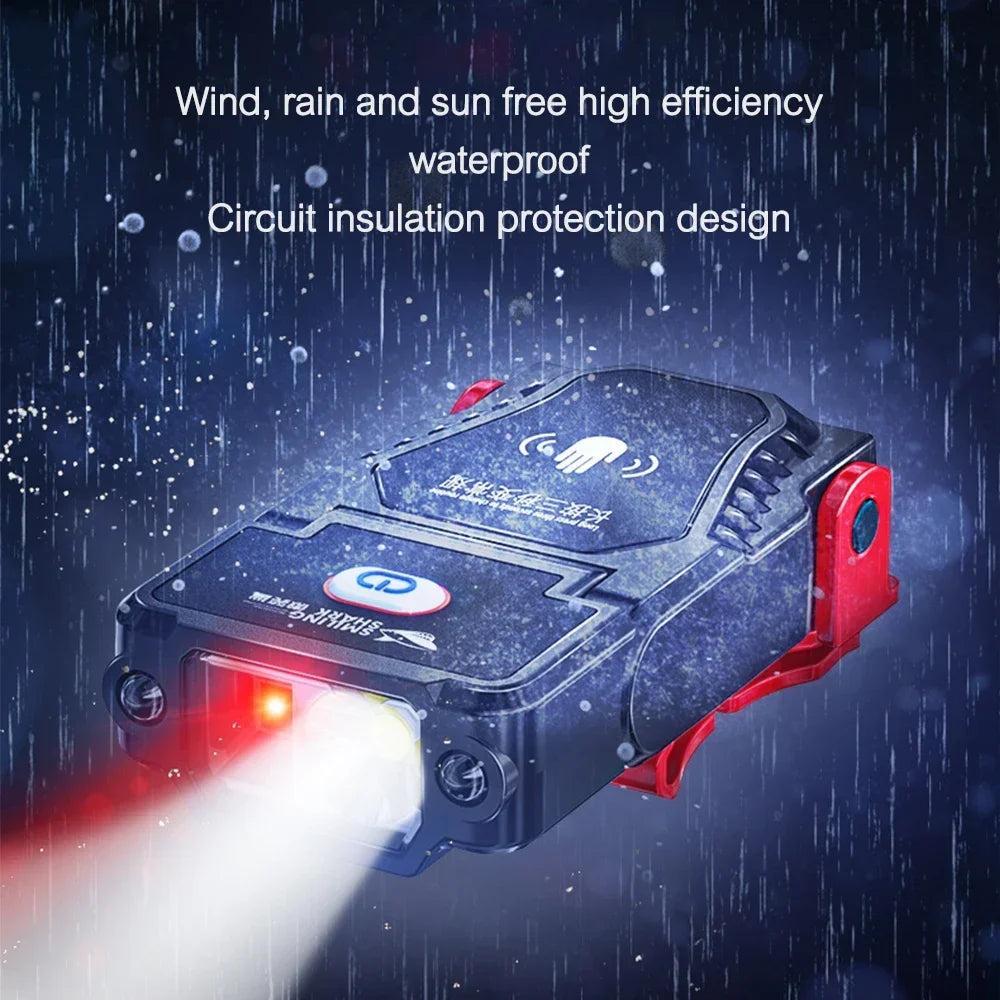 Mini Sensor LED Headlamp Adjustable Angle Hat Cap Clip Lights Waterproof USB Rechargeable Lamp Outdoor Camping Fishing Headlight