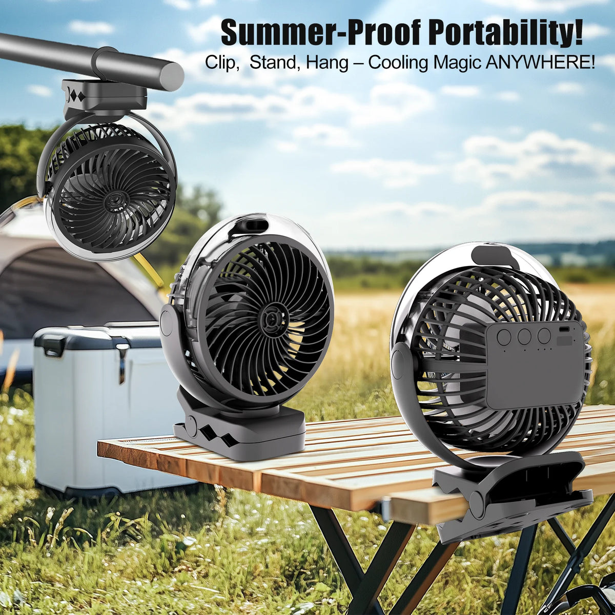 Clip-On Mist Cooling Fan Rechargeable Desk Fan