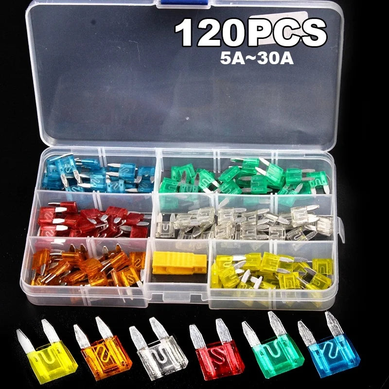 Fuse boxes come in various specifications, with 60 and 120PCS not having medium fuses, close-up view