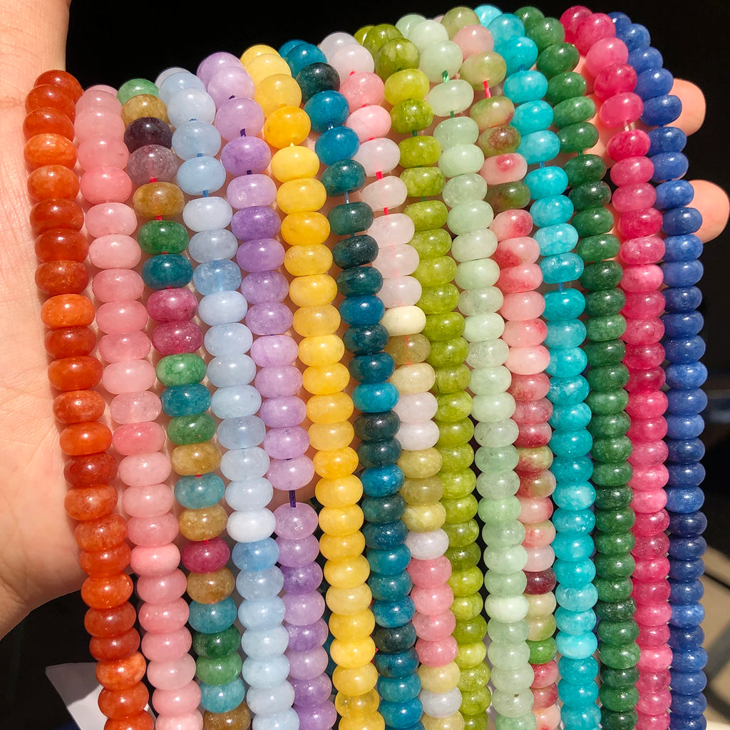 5x8mm Natural Abacus Rondelle Jade Quartz Beads Stone Flat Round DIY Charms Bracelets Loose Beads For Jewelry Making Supplies