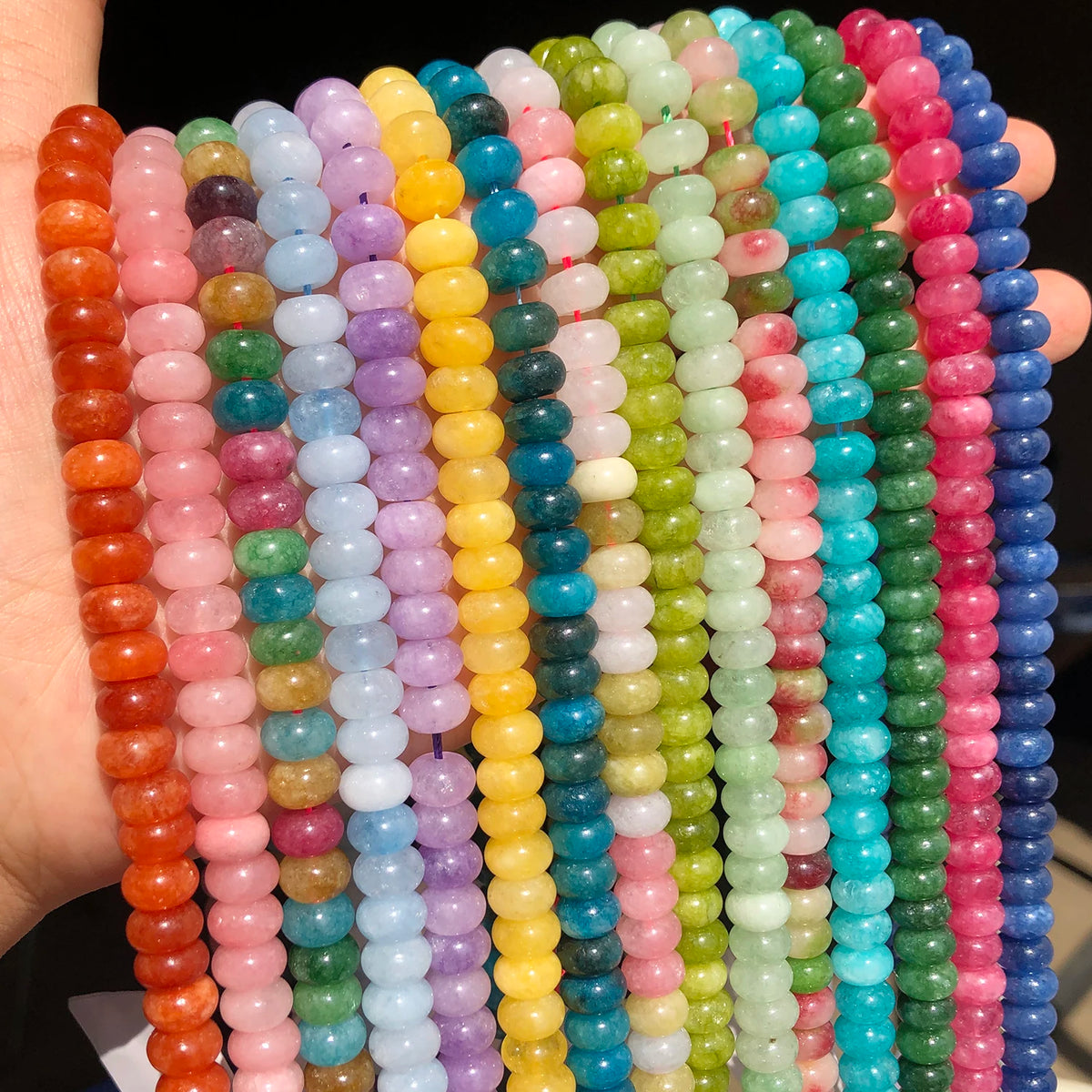 5x8mm Natural Abacus Rondelle Jade Quartz Beads Stone Flat Round DIY Charms Bracelets Loose Beads For Jewelry Making Supplies