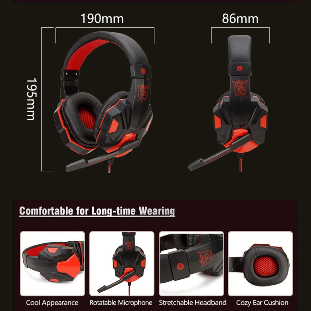 Wired Gaming Headphones for PS4 PS5 Xbox Smartphone Laptop PC Bass Stereo Gamer Hea additional angle