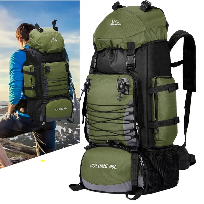 90L Camping Backpack Nylon Hiking Trekking Rucksack