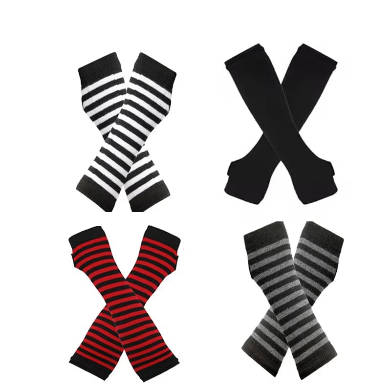 Y2K Women Knitted Long Arm Gloves Elbow Length Arm Warmers additional angle