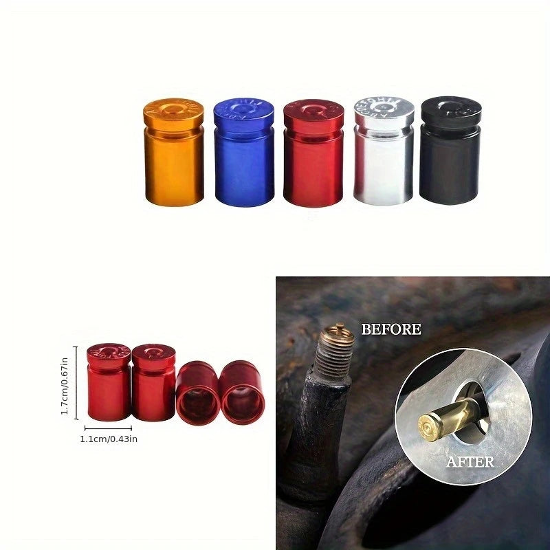 4PCS Circular Car Tire Valve Covers Retro Bullet Shaped Valve Cover Leak Proof  Universal For All Cars SUV Bicycle Motorcycle