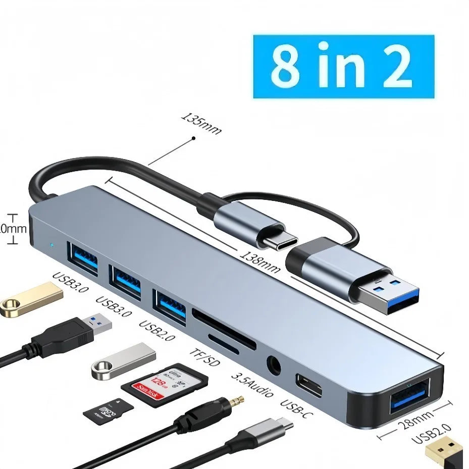 USB C Hub 4-Port USB 3.0 Adapter Aluminum lifestyle view