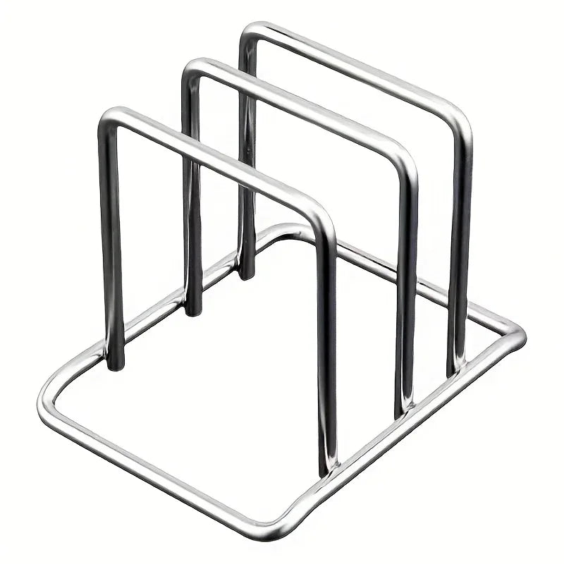 Stainless Steel Pot Lid and Cutting Board Countertop Rack
