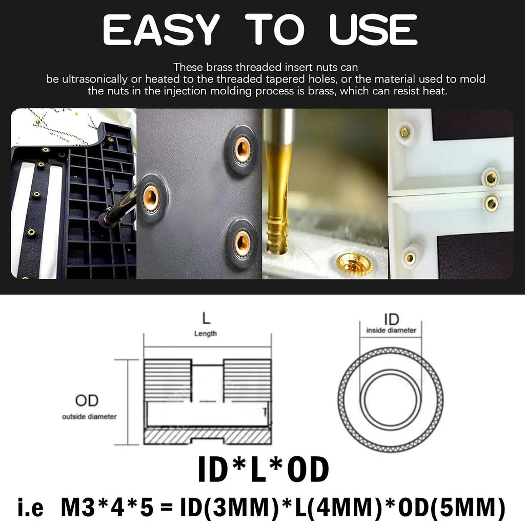 Brass Heat Set Threaded Insert Nuts M2 M3 M4 M5 M6 alternate view