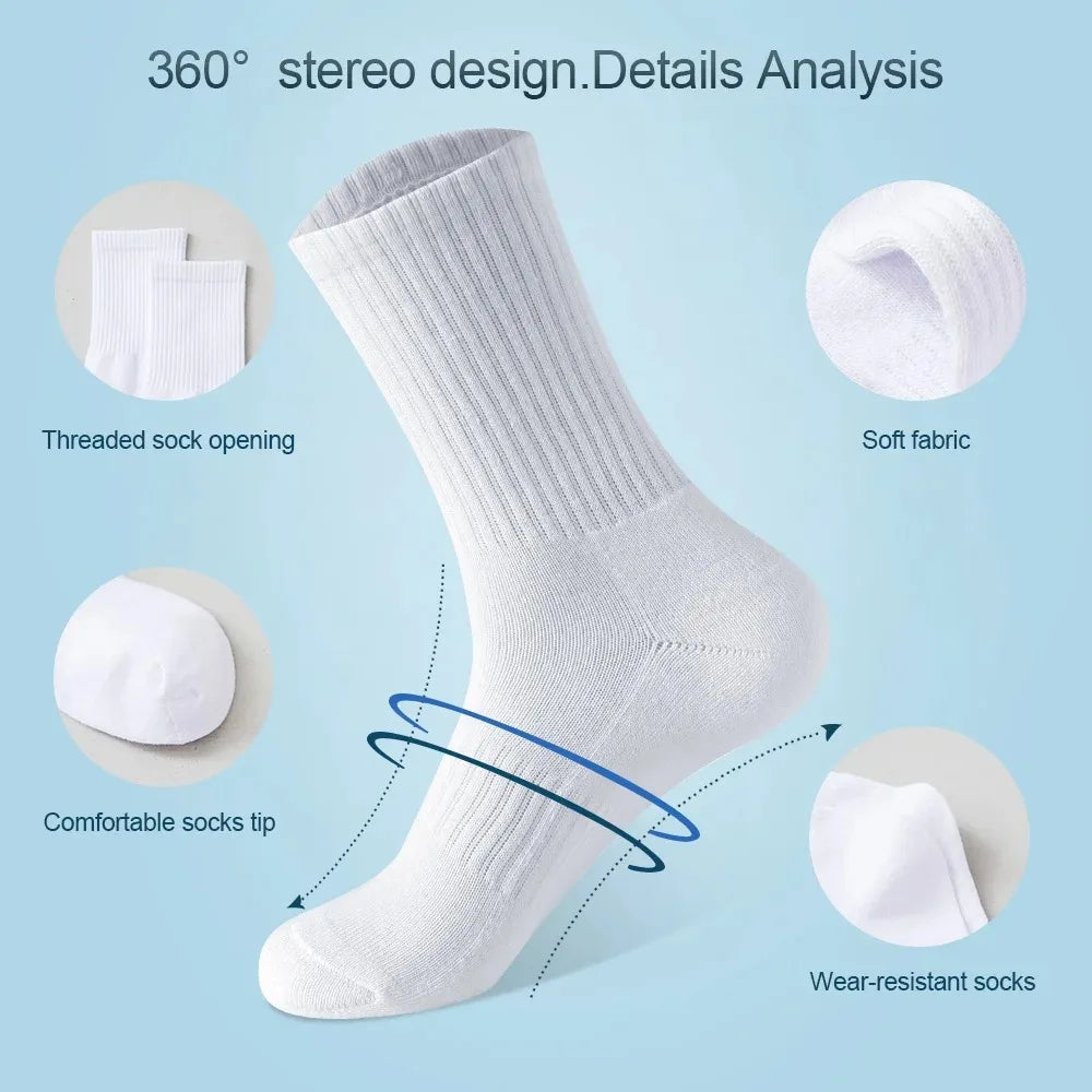5 Pairs Unisex Cotton Mid-Calf Socks Soft Warm Stylish Versatile for Autumn Winter Sports