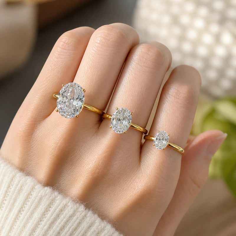 0.5-2CT Pear/Oval/Radiant Moissanite Rings For Women Real S925 Silver with GRA Cert additional angle