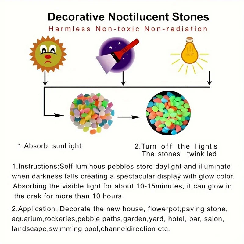 Glow In The Dark Resin Pebbles 100pcs additional angle