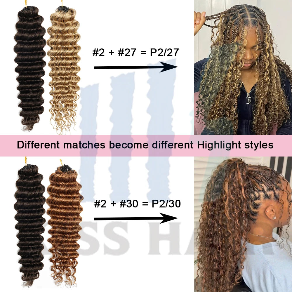 #30 Colored 100% Human Hair Deep Wave Bulk Hair Extensions