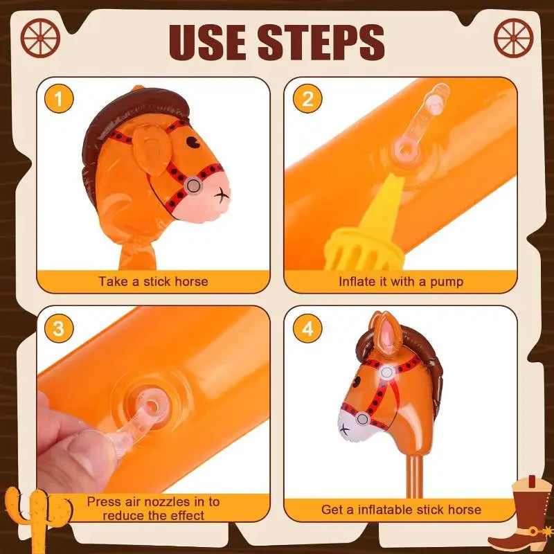 Inflatable Horse Head Stick Toy Blow Up Pony Halloween Party