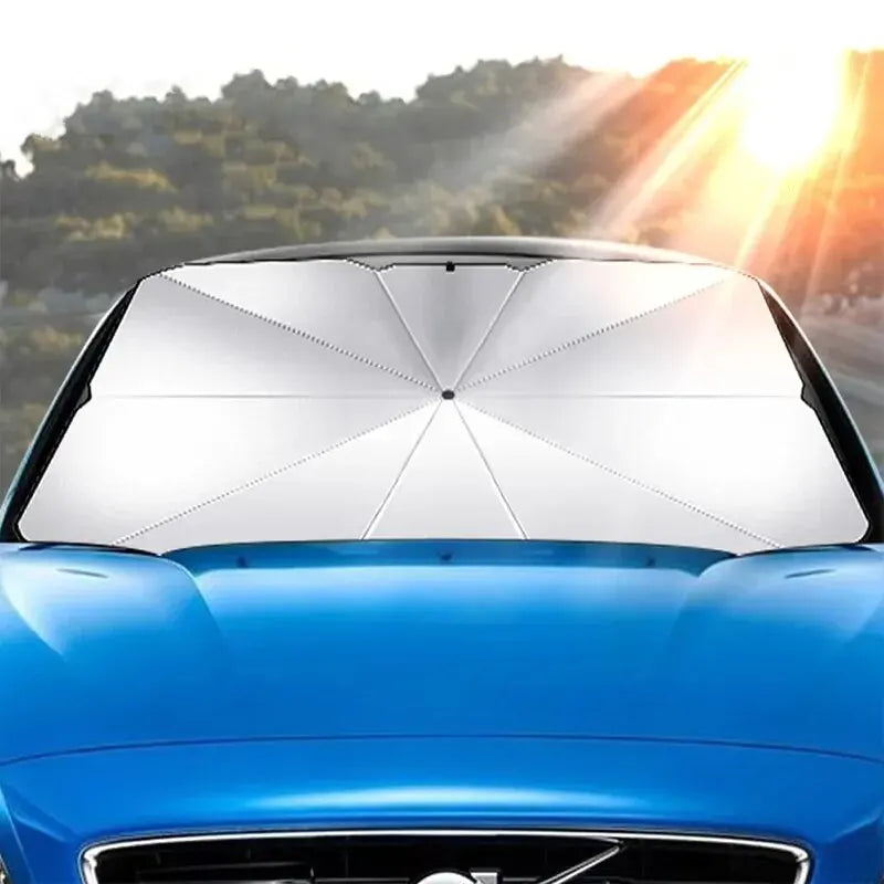 Car Windshield Sun Shade Umbrella Folding Front Parasol close-up view