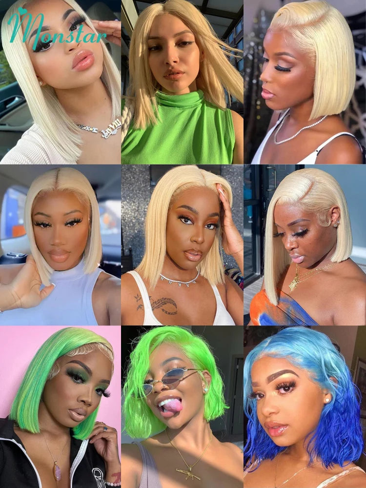 13x4 13x6 613 HD Blonde Bob Hair Wig Human Hair Lace Frontal lifestyle view
