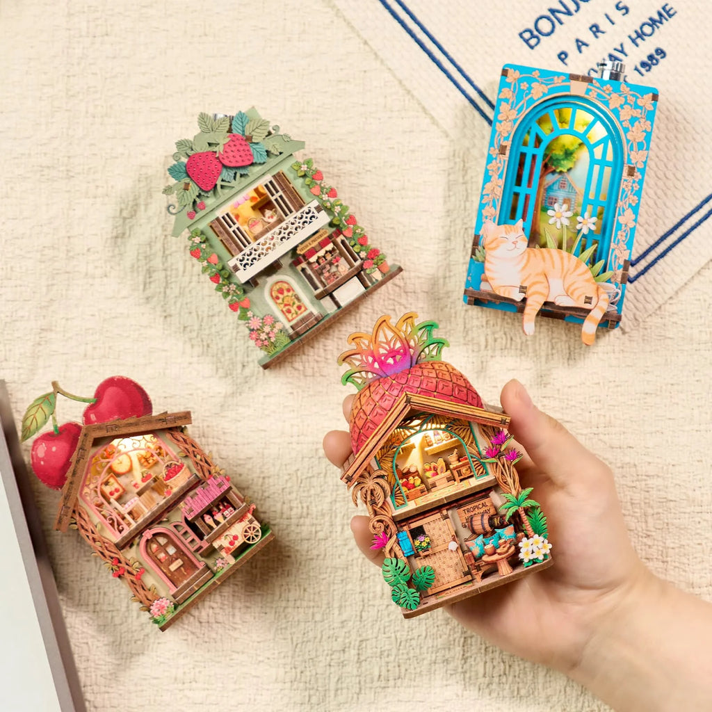 DIY Wooden 3D Puzzle Book Nook Kit Dollhouse Shop Mini House