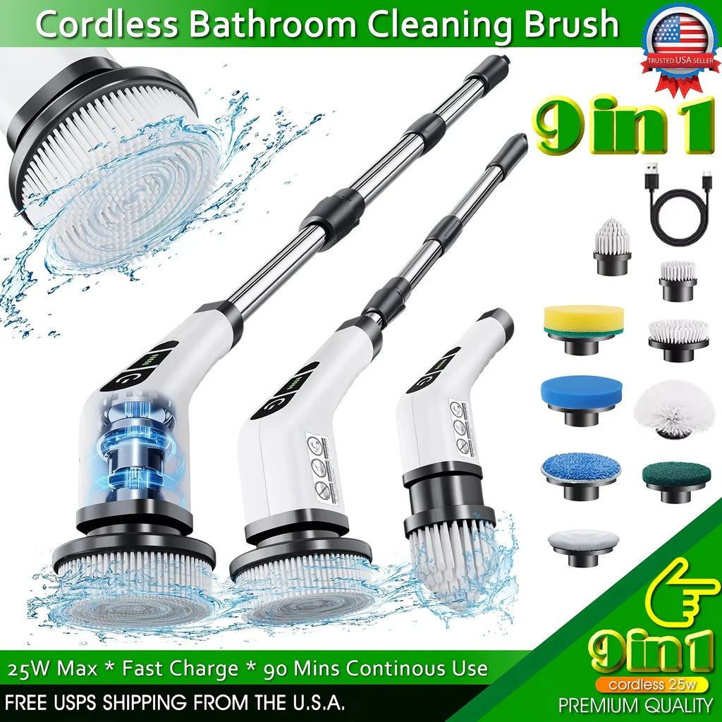 Electric Rotating Cleaning Brush with Telescopic Handle
