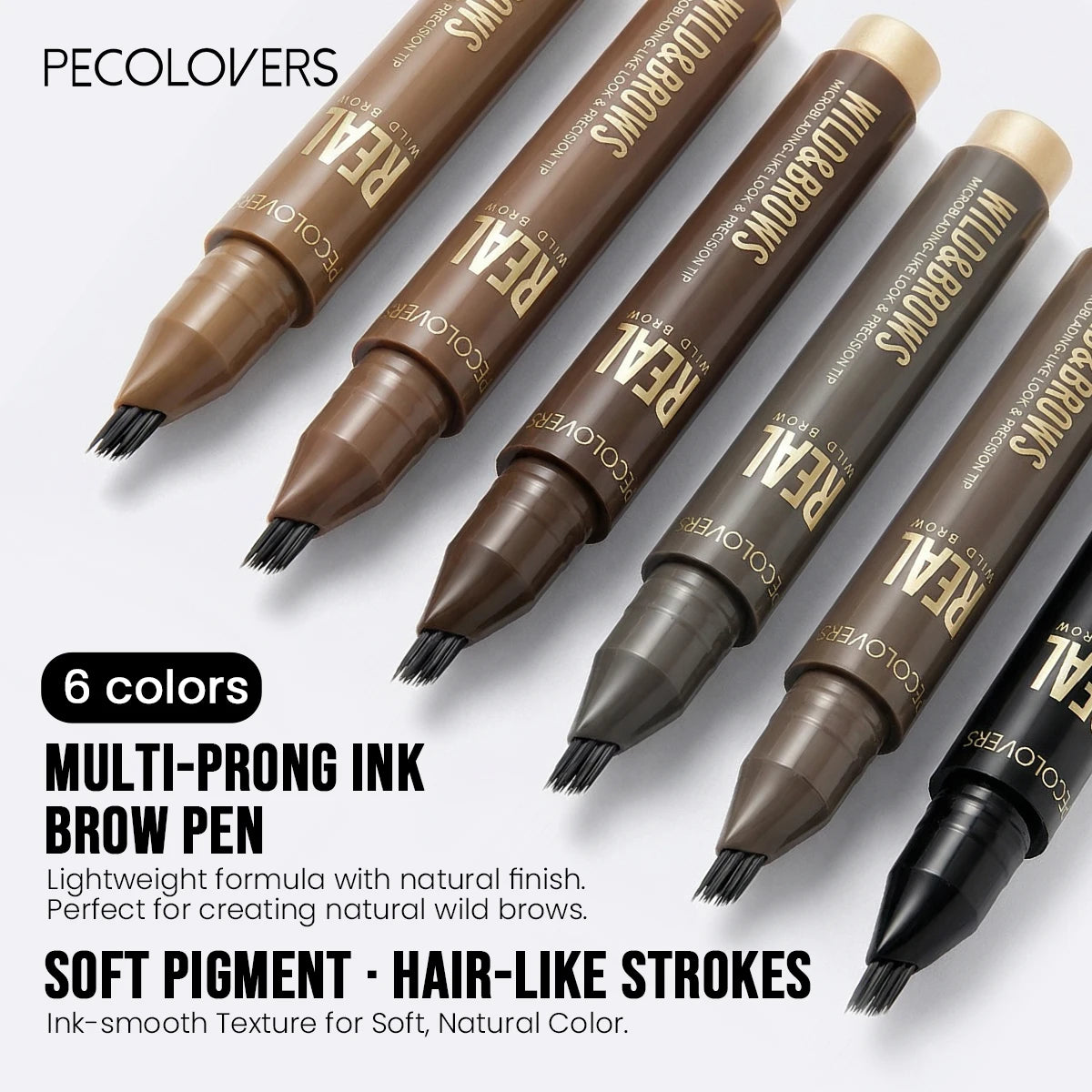 1Pc Fork-Tip Eyebrow Pen, Waterproof Liquid Brow Pencil, Smudge-Proof Brow Liner, Brown detail view
