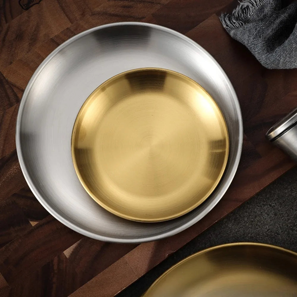 Stainless Steel Travel Plate Lightweight Rust Proof Outdoor Dinnerware