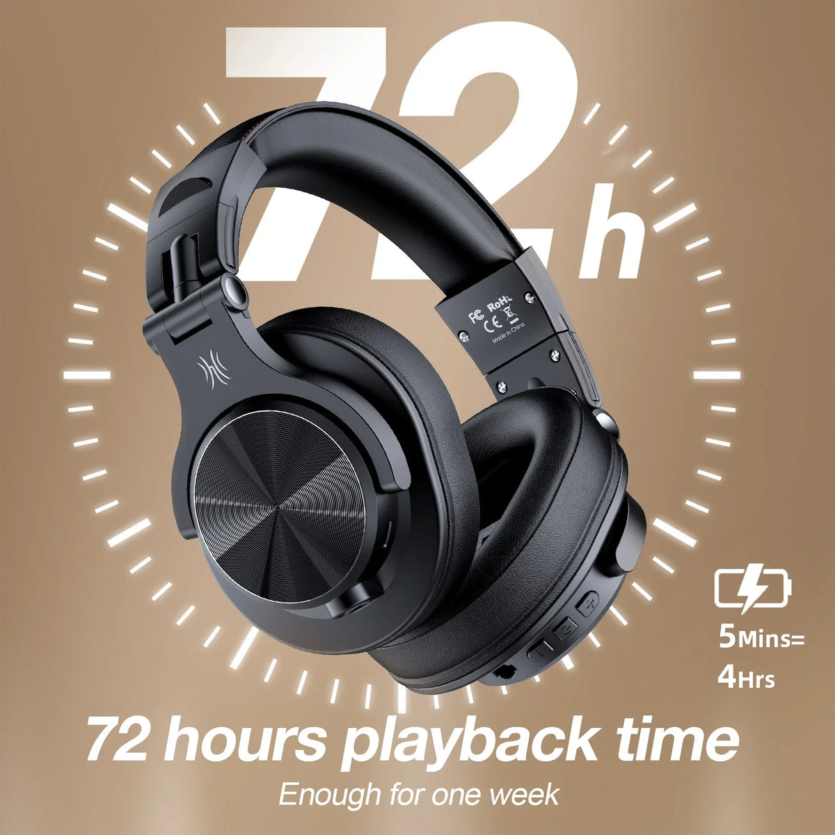 Oneodio Fusion A70 Bluetooth Headphones Hi-Res Audio Over Ear Wireless Headset 72H Profe detail view