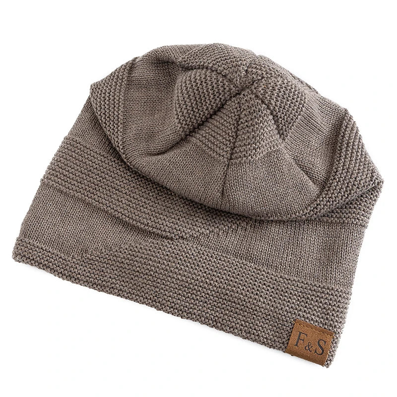 Slouchy Fur Lined Knit Winter Beanie Hat lifestyle view