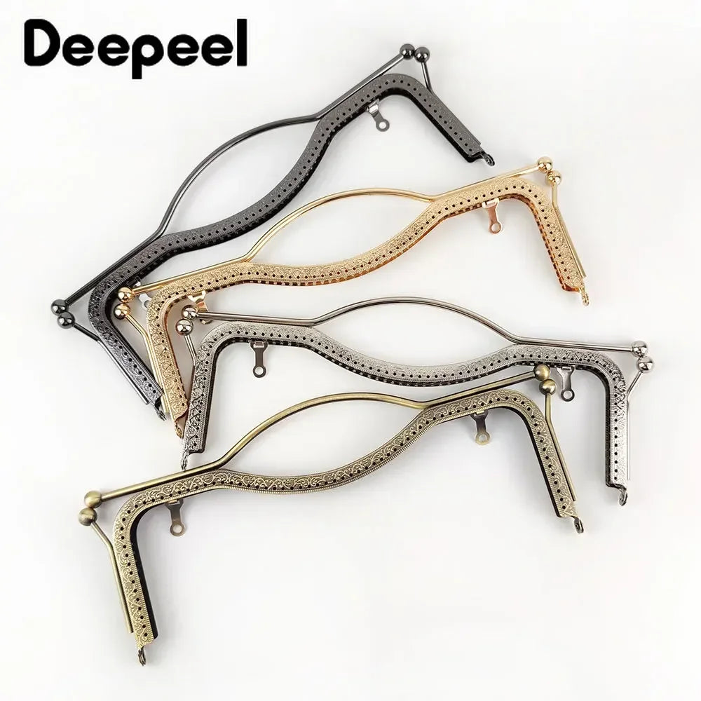 1/2Pcs Deepeel 20.5/27cm Metal Wallet Frame Embossed Hand Pull Parts Purse Bag Hand additional angle