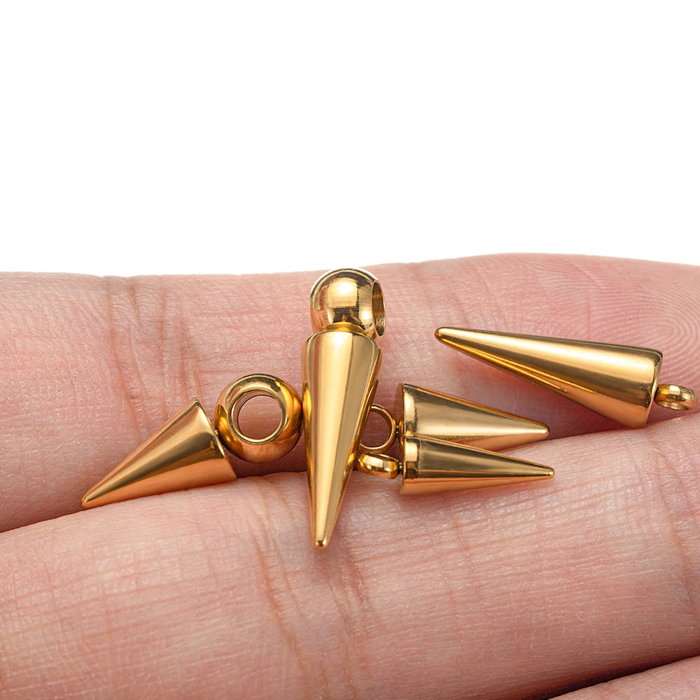 10pcs Stainless Steel Cone Pendants Retro Spike Pendants for DIY Jewelry Making Supplies