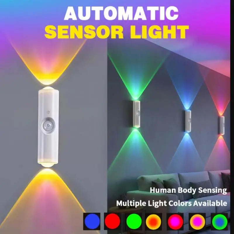 Rechargeable Magnetic Wall Lamp LED Motion Sensor Light Color Night Light Automatic Room Lights