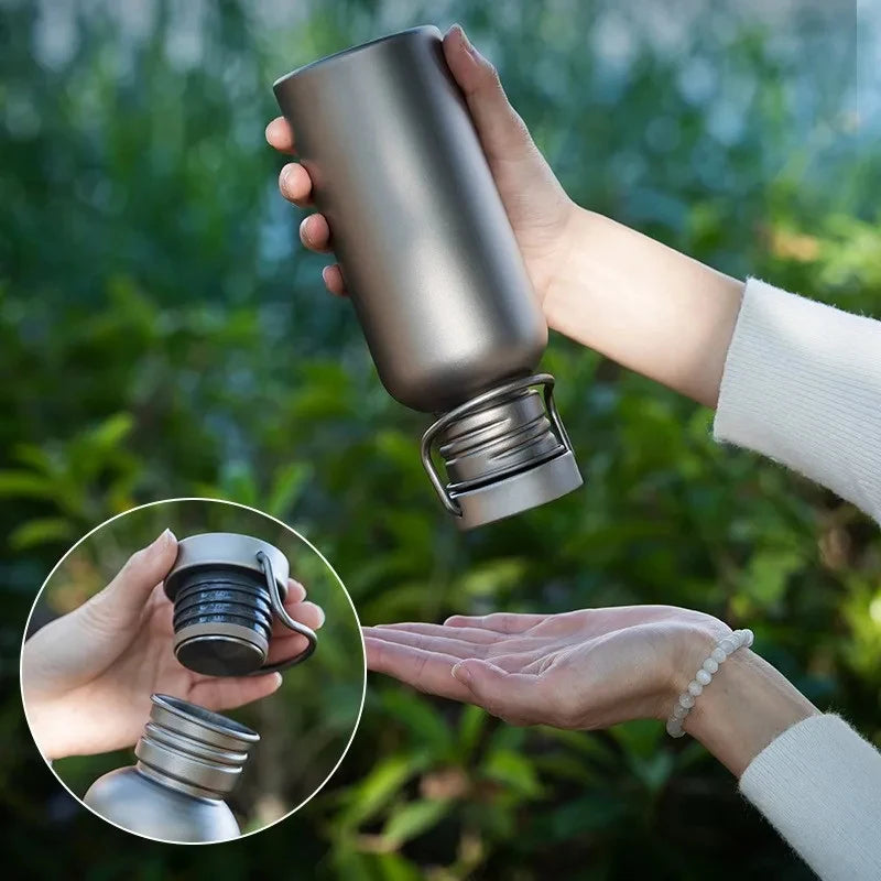Titanium Water Bottle 600ml 750ml Outdoor Camping Hiking Cycling
