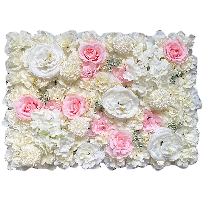 White Artificial Silk Rose Flower Row for Wedding Backdrop