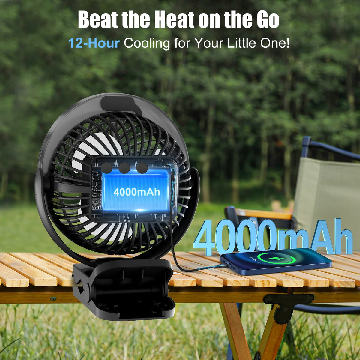 Clip-On Mist Cooling Fan Rechargeable Desk Fan