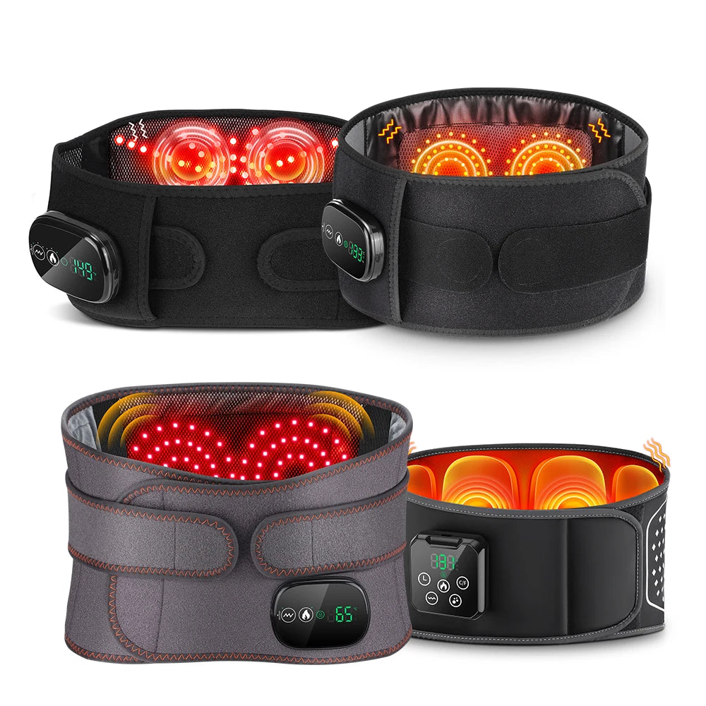 Cordless Heated Massage Waist Belt with Red Light