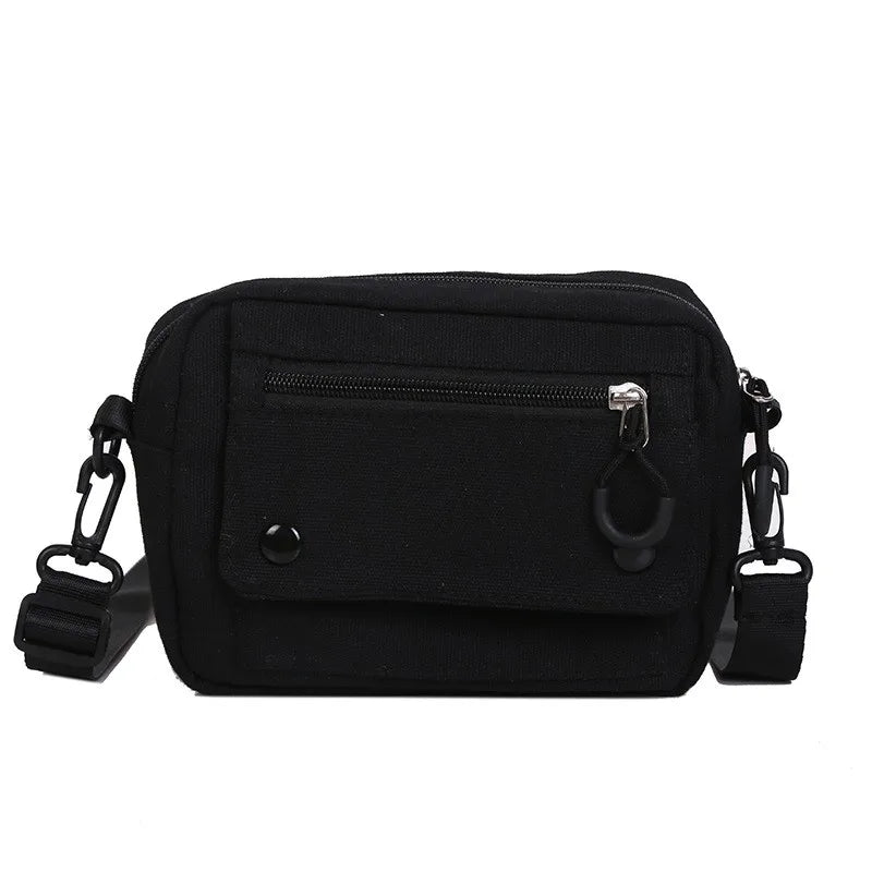 Minimalist Canvas Crossbody Sling Bag, Casual Multi-Pocket Shoulder Bag, Lightweight Everyday Purse for Women & Teens