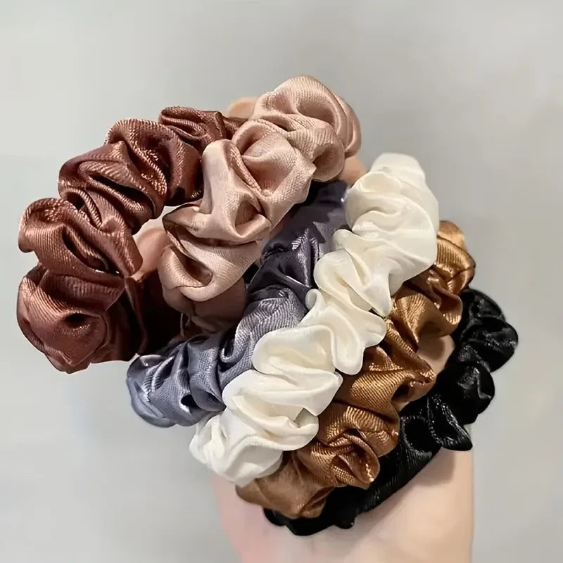 6 Pcs Satin Hair Scrunchies for Women and Girls close-up view