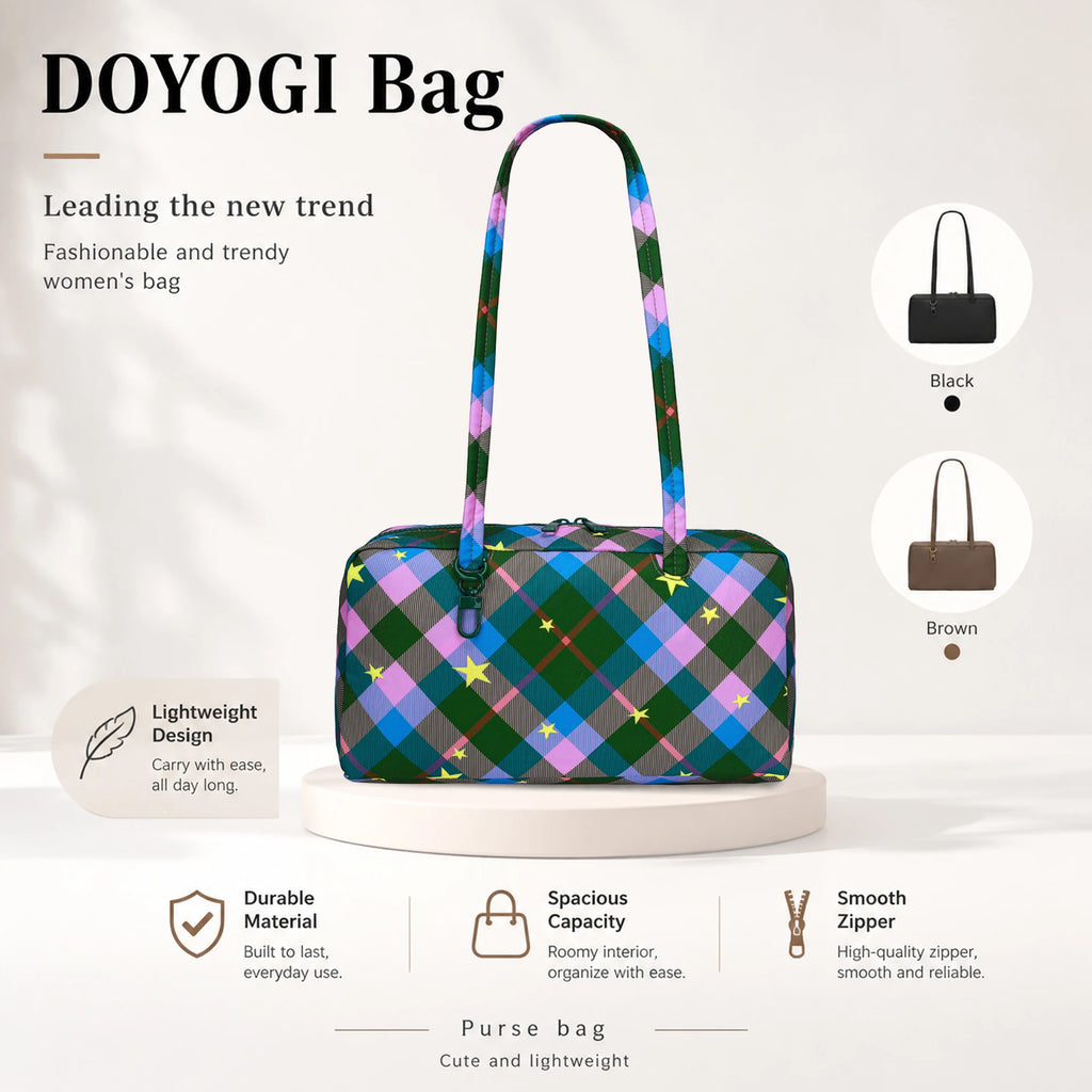 Nylon Tote Bag Bowler Bag Women Shoulder Purse with Keychain Clip, Lightweight Zipper Handbag Daily Work Travel Gym Gift for Mum