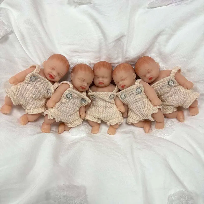 4 inch 5pcs/set Cute Full Body Silicone Baby Dolls Lifelike Soft Silicone Mini Doll Birthday Xmas Gi