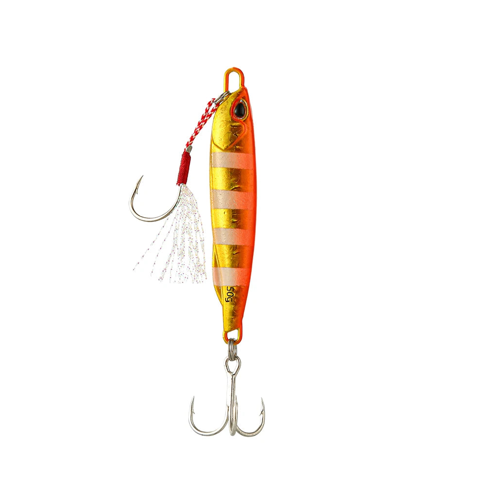 Metal Cast Jig Spoon Sea Bass Fishing Lure close-up view