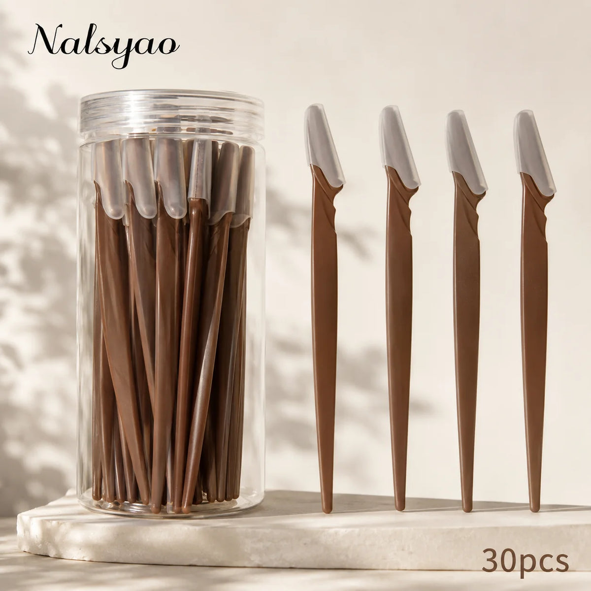 Stainless Steel Eyebrow Razor for Women, Manual Face Trimmer with Protective Cover lifestyle view