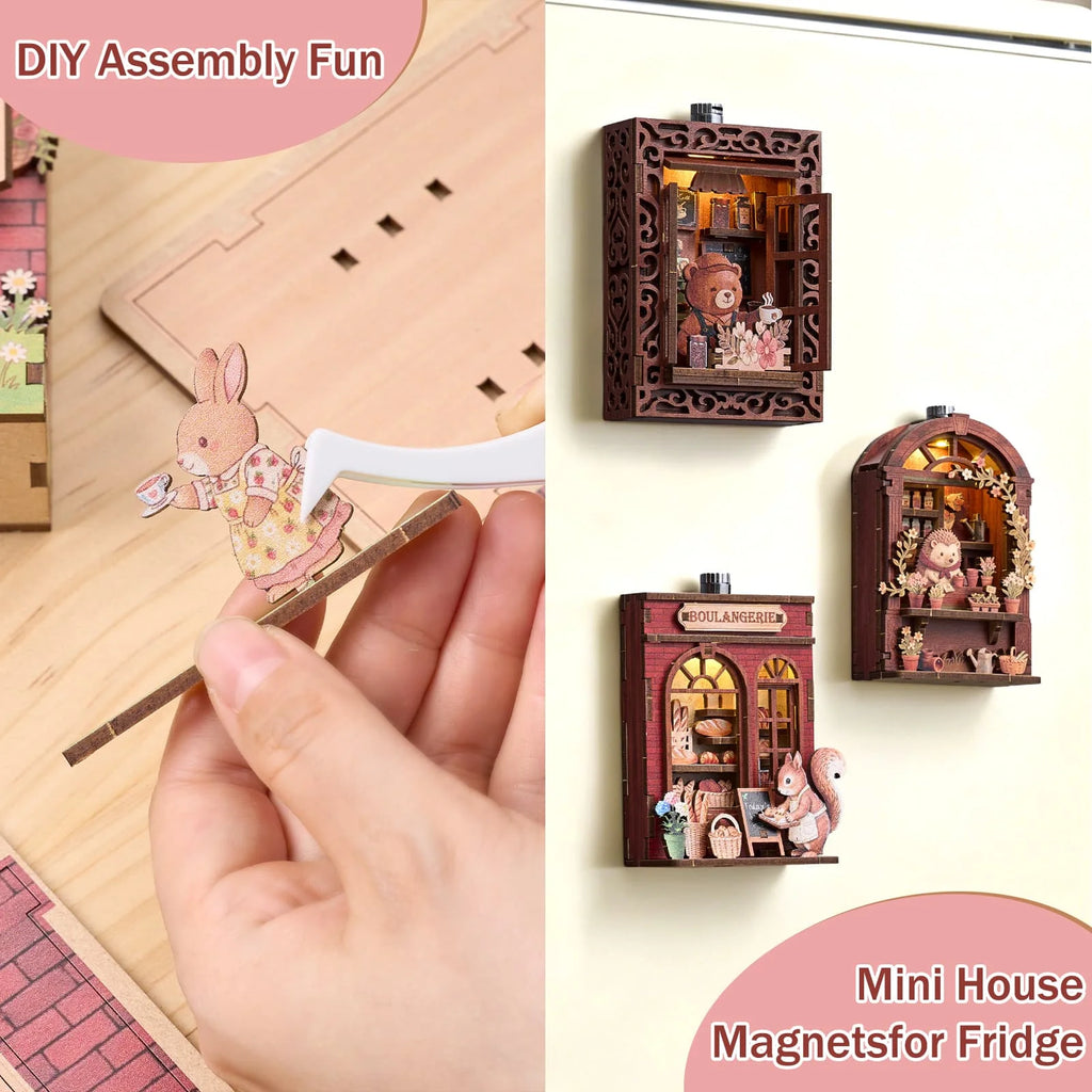 DIY Wooden 3D Puzzle Book Nook Kit Dollhouse Shop Mini House