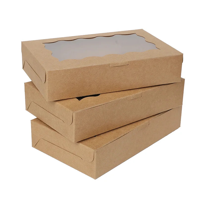 Kraft Paper Gift Boxes With Window For Chocolate Candy Cookie