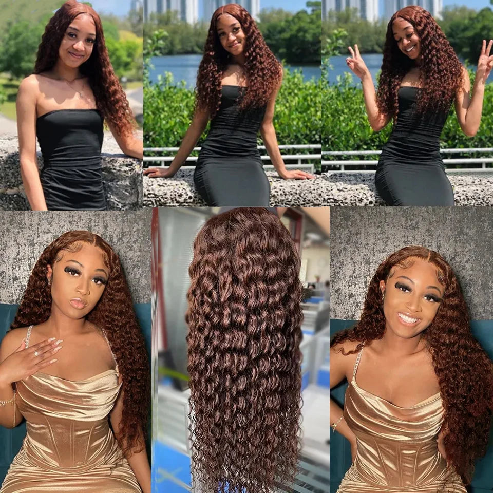 #4 Chocolate Brown Water Wave Human Hair Bundles 10-30 Inch