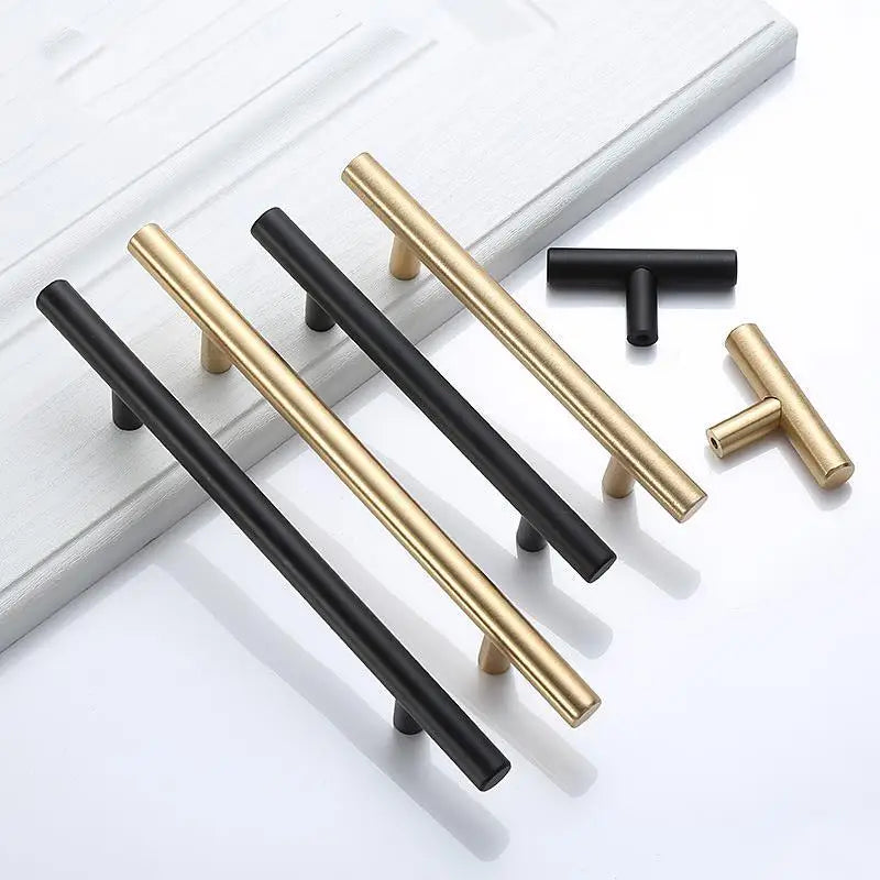 Modern Brushed Gold Stainless Steel T-Bar Cabinet Pull