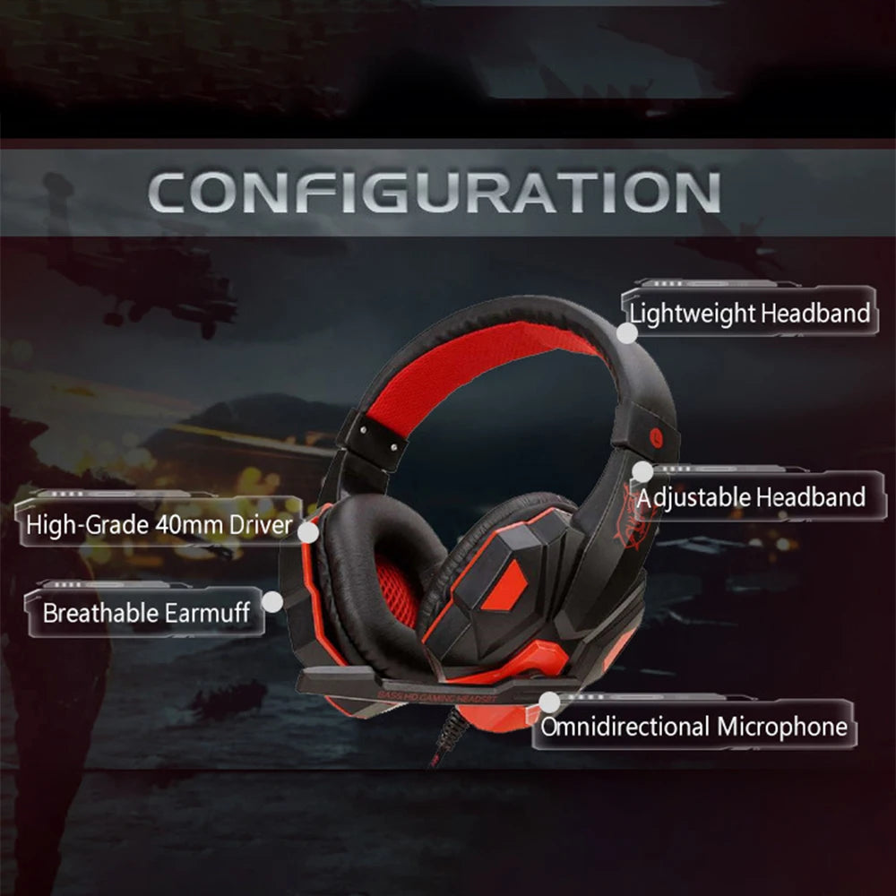 Wired Gaming Headphones for PS4 PS5 Xbox Smartphone Laptop PC Bass Stereo Gamer Heads alternate view