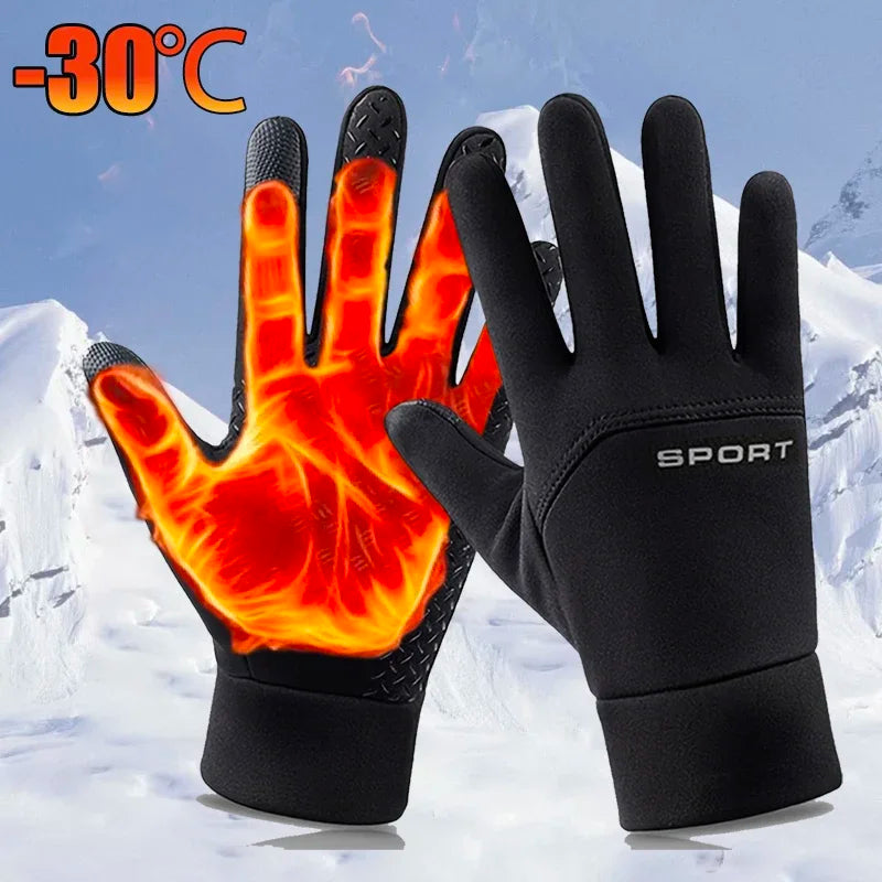 Winter Warm Gloves Touch Screen Windproof Cold-proof Cycling Gloves, Men's Women's Running, Hiking S