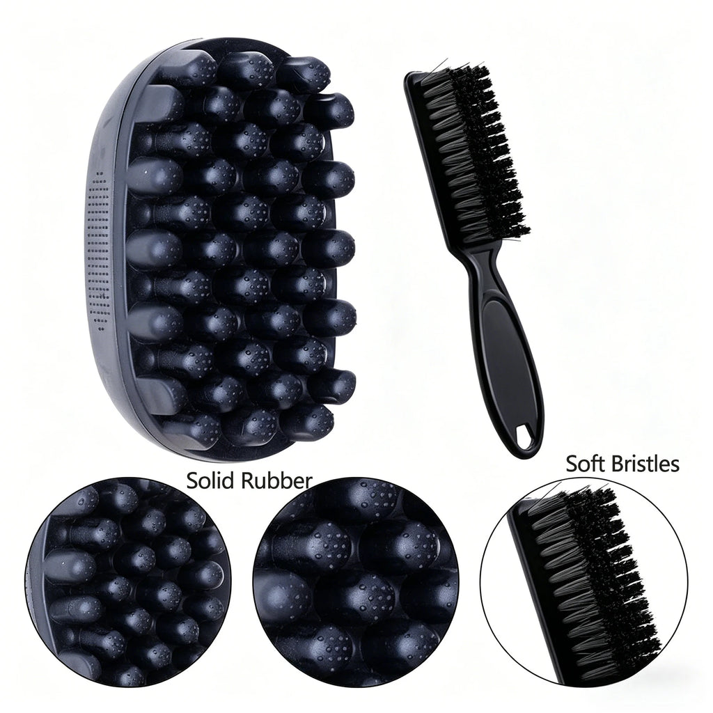 African Rubber Magic Twist Wave Hair Brush Set For Curly Hair