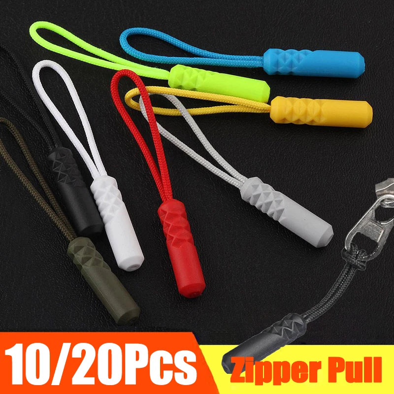10/20pcs Zipper Pull Puller End Fit Rope Tag Replacement Clip Broken Buckle Fixer Zip Cord Tab Travel Bag Suitcase Tent Backpack