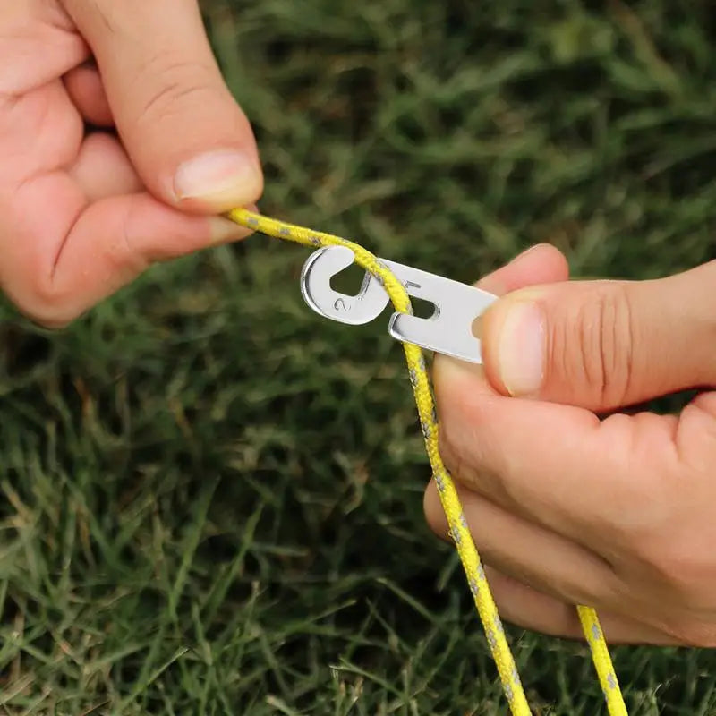 10 Pack Aluminum Alloy S Type Camping Tent Rope Tensioner Kit