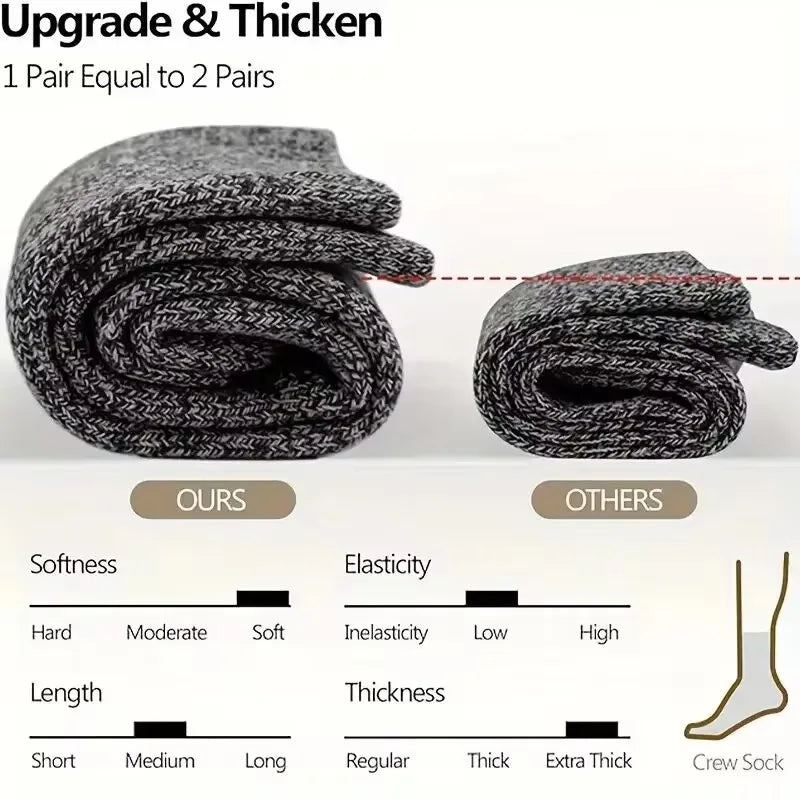 3 Pairs Winter Warm Thick Towel Bottom Man Socks Wool Male Socks Slipper Socks Merino Wool Socks Against Cold Snow Socks 39-44